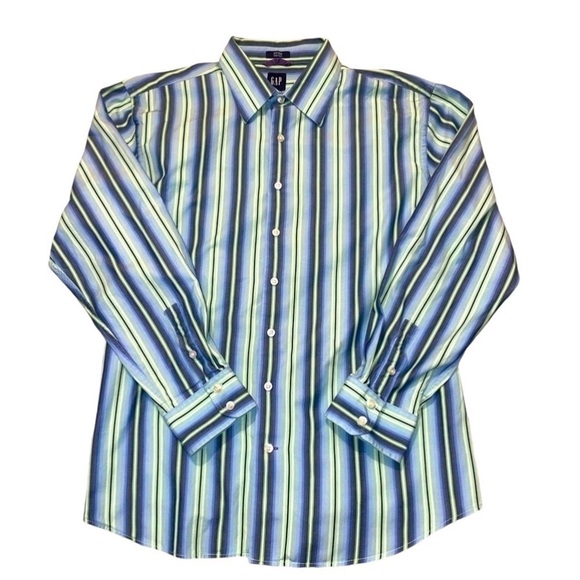 GAP Men's Large Blue Striped Button-Down Shirt - Picture 1 of 11